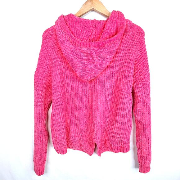 NWT American Rag Neon Pink Chenille Hoodied Sweater M - Picture 2 of 8